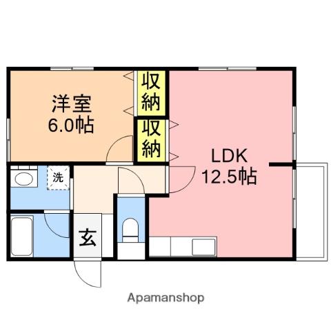 ピュアタウン坂井砂山Ⅱ(1LDK/2階)の間取り写真