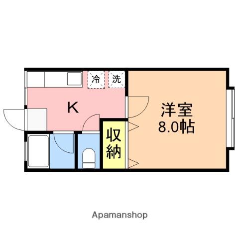 ハイツパッシフルⅢ(1K/1階)の間取り写真
