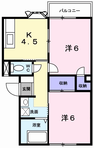 リバティーベルⅠ(2K/1階)の間取り写真