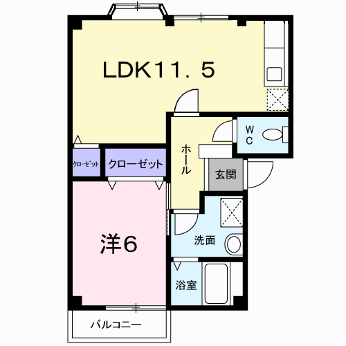 グリーンハイツB(1LDK/2階)の間取り写真