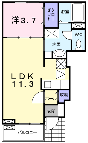 ブルームーンⅡ(1LDK/1階)の間取り写真