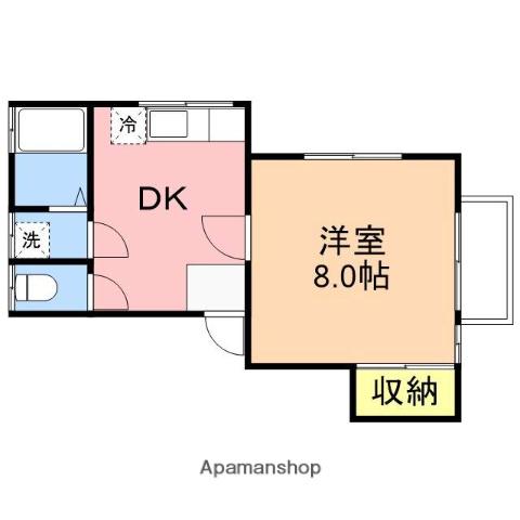 ハイツ汐風(1DK/2階)の間取り写真