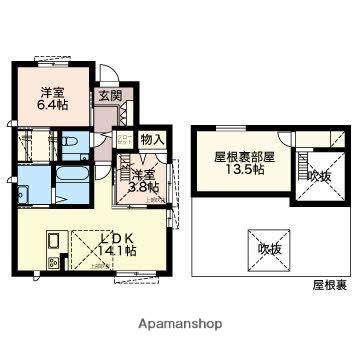 越後線 関屋駅(新潟) 徒歩6分 1階建 築10年(2LDK)の間取り写真