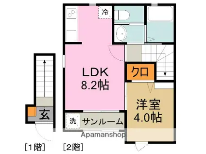 グランセリス青山A(1LDK/2階)の間取り写真