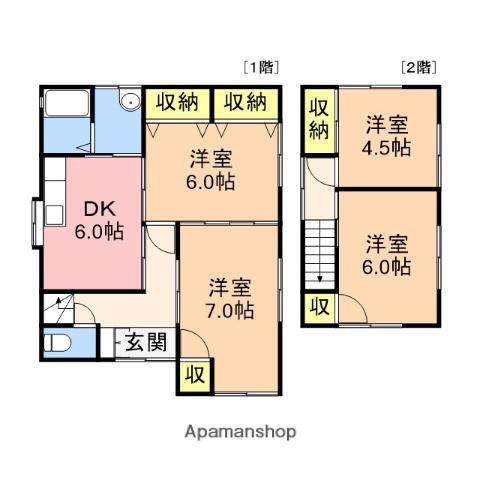越後線 新潟大学前駅 徒歩14分 2階建 築41年(4DK)の間取り写真