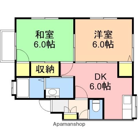 シークレイン(2DK/2階)の間取り写真