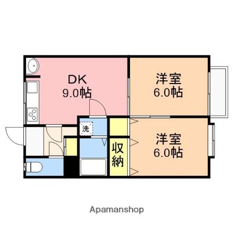 サンセットヒルズ青山(2DK/2階)の間取り写真