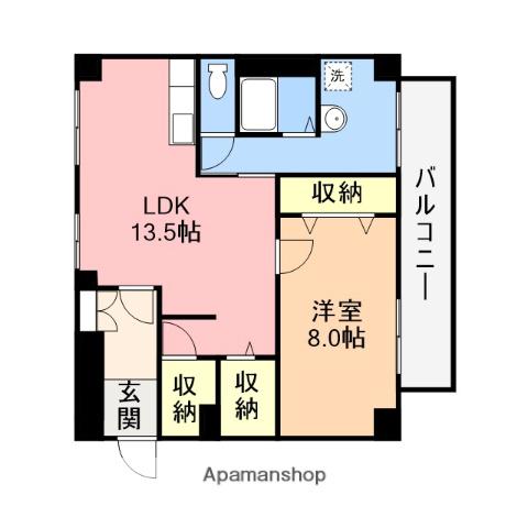 鎌田ビル(1LDK/3階)の間取り写真