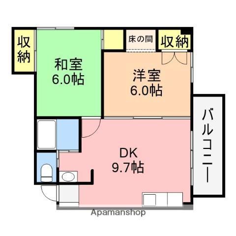 関分ビル(2DK/2階)の間取り写真