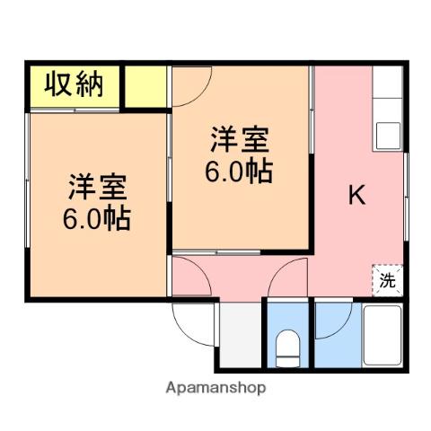 コーポヒラノ(2K/1階)の間取り写真