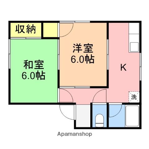 コーポヒラノ(2K/2階)の間取り写真