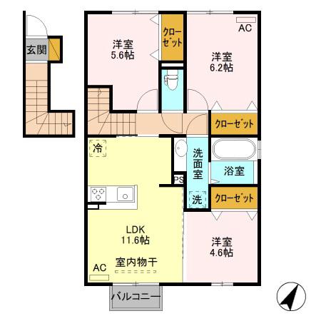 サニーコートⅡ(3LDK/2階)の間取り写真