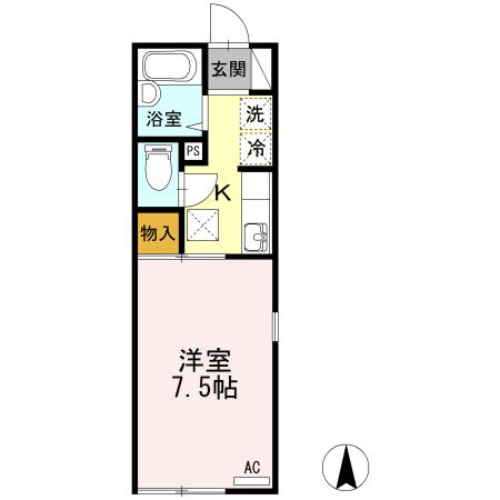 セジュールトロア(1K/1階)の間取り写真