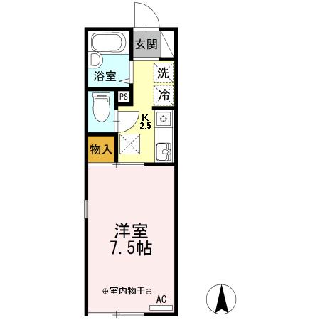 セジュールトロア(1K/1階)の間取り写真