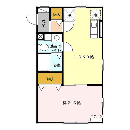 CREST西小針台(1LDK/1階)の間取り写真