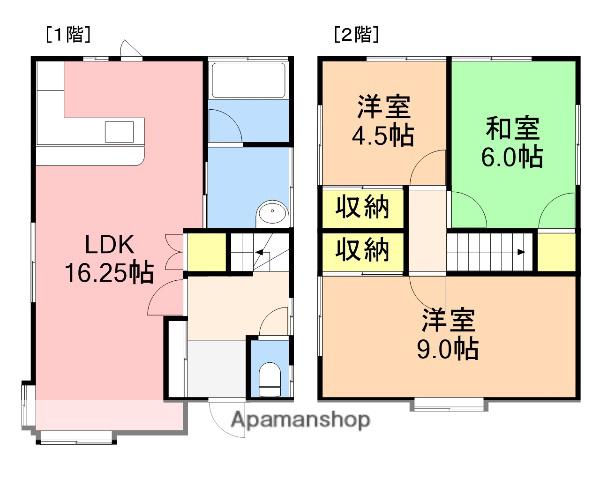 新潟県新潟市西区 2階建 築37年(3LDK)の間取り写真