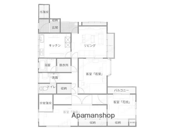 新潟県新潟市西区 2階建 築62年(1K)の間取り写真
