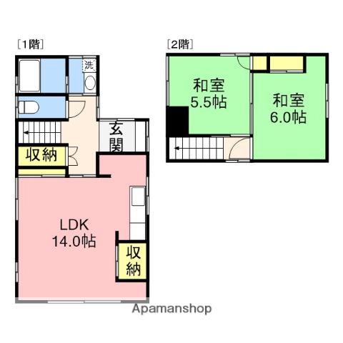 越後線 新潟大学前駅 徒歩14分 2階建 築44年(2LDK)の間取り写真