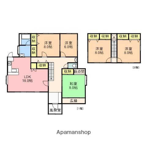 新潟県新潟市西区 2階建 築34年(5LDK)の間取り写真