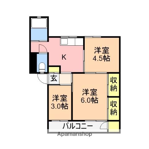 城山パレス(3K/2階)の間取り写真
