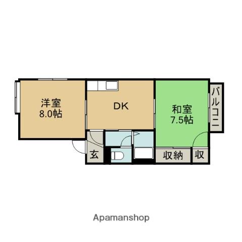 メゾン松波(2DK/1階)の間取り写真