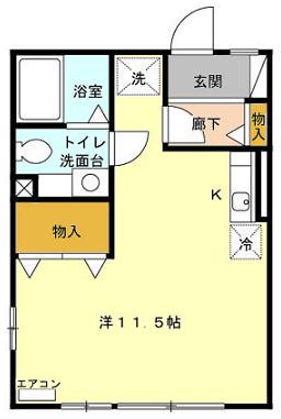 CREST西小針台(ワンルーム/1階)の間取り写真
