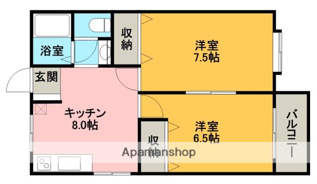 ノーヴァ(2DK/1階)の間取り写真