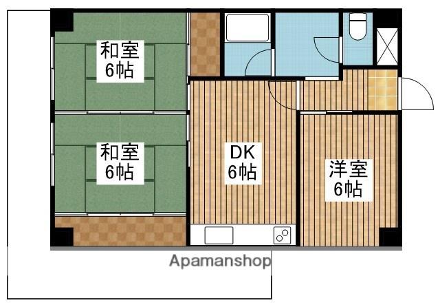 レジオン田辺(3DK/2階)の間取り写真