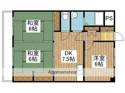 ディークレスト紫竹山(3DK/6階)の間取り写真