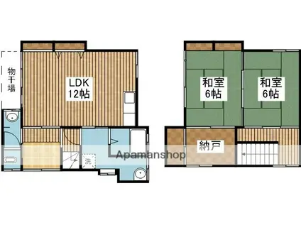 新潟県新潟市中央区 2階建 築56年(2LDK)の間取り写真