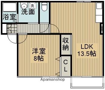 ソレイユルバン2B(1LDK/2階)の間取り写真