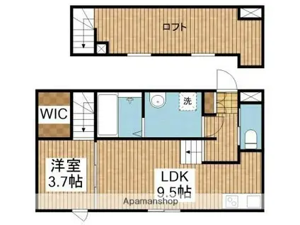 75APARTMENT.東明 S(1LDK/1階)の間取り写真