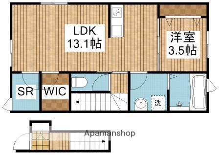 亀田中島4丁目長屋1号棟(1LDK/2階)の間取り写真