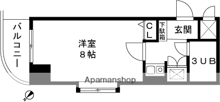 ライオンズマンション長岡駅東(1K/6階)の間取り写真
