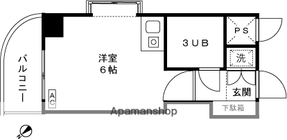 ライオンズマンション長岡駅東(ワンルーム/2階)の間取り写真