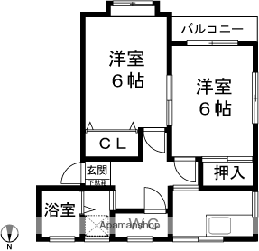 グリーンハイツ金沢(2K/1階)の間取り写真