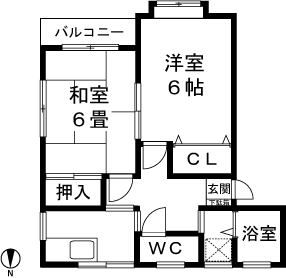 グリーンハイツ金沢(2K/2階)の間取り写真