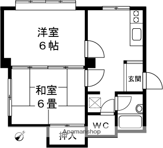 新栄ハイツ東栄(2K/3階)の間取り写真