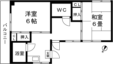 内山ビル(2K/3階)の間取り写真