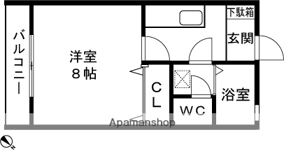ロワールⅡ(1K/1階)の間取り写真