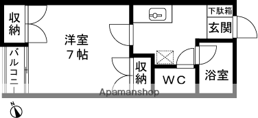 アペックス・イン江陽(1K/1階)の間取り写真
