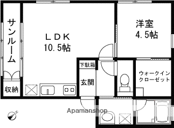 VITA SANWA C棟(1LDK/1階)の間取り写真