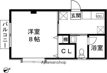 パティ・イーストC(1K/2階)の間取り写真