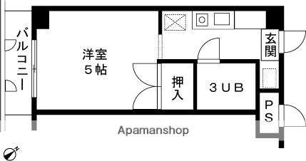 オクトワール長岡中央(ワンルーム/3階)の間取り写真