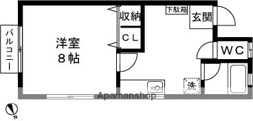 メゾンメイプルA(1K/1階)の間取り写真