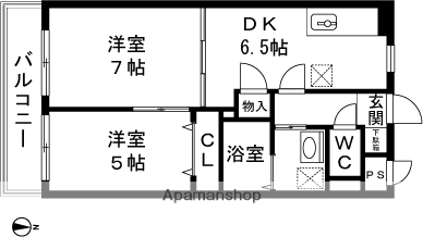 パークサイド ウェルビー 中沢(2DK/2階)の間取り写真