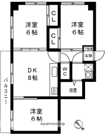 ハイツタカヨシ2(3DK/4階)の間取り写真