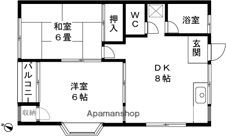 メゾン志賀21(2DK/1階)の間取り写真