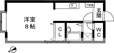 ハイツリリーフⅡ(ワンルーム/2階)の間取り写真