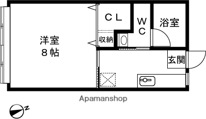 プリシェールK-Ⅱ(1K/2階)の間取り写真